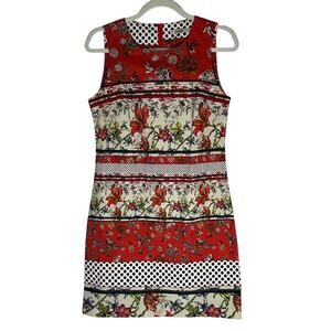 Desigual Sheath Dress Women's Red Size 36 (small/4) Sleeveless Mix Print Floral